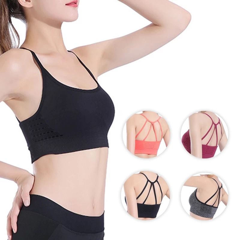 SEMATH Women Strappy Padded Sports Bra Running/Fitness/Exercise/Gym/Yoga