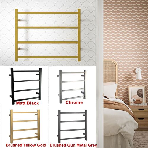 Electric Heated Towel Rack 4 Bar Square Wall Mounted  Stainless Steel Towel Rail