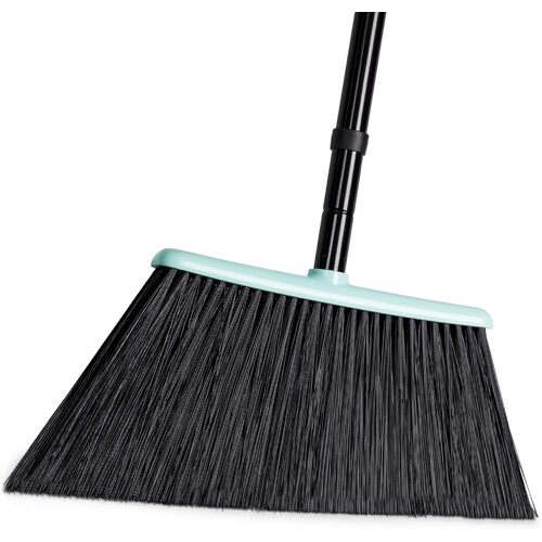 Heavy Duty Broom Outdoor with 140CM Long Handle, Commercial 60 Degree Stiff Bristle Angled Brush