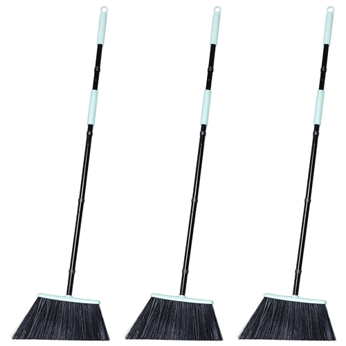 3PCS DALIPER Heavy Duty Broom Outdoor with Long Handle, Commercial 60 Degree Stiff Bristle Angled Brush