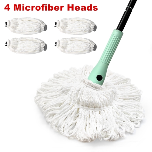 Hand Free Twist Mop Self Wringing Cleaning Floor Mop 4 Microfibre Heads