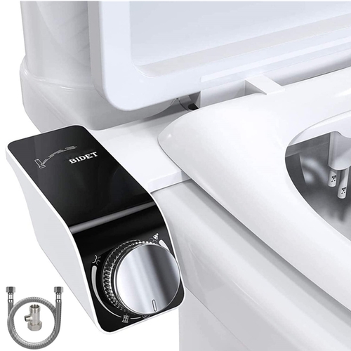 Dual Nozzle Bidet Toilet Attachment with Stainless Steel Hose Self Cleaning
