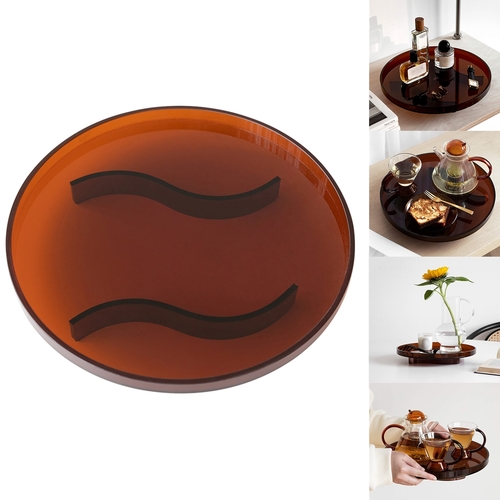 Acrylic Tray Round Brown Transparent Home Decoration Office Living Room Bedroom Instagram