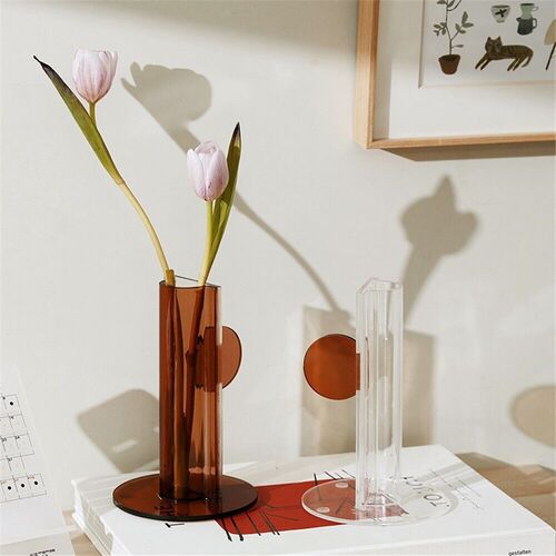 Acrylic Flower Vase Clear Home Decor Vase Desktop Adornment