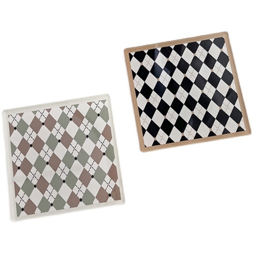 2PCS Acrylic Insulation Pad Coaster Cup Pad Candle Stand Decoration Gingham Checkerboard Pattern
