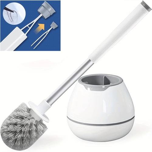 BOOMJOY Toilet Brush and Holder Set, Toilet Bowl Cleaner Brush, Durable Scrubbing Bristles with Tweezers for Bathroom Cleaning