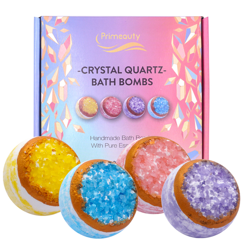4PCS Handmade Organic CRYSTAL QUARTZ Bath Bomb Gift Set for Kids