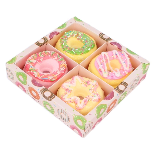 4PCS Bubble Bath Ball Handmade Donut Style Fragrant Natural Donuts Skin-Friendly Bath Bombs Salt Ball for Shower