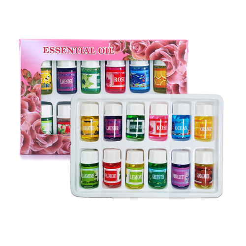 12 X 3ML Pure Aromatherapy Essential Oil Gift Kit Rose lavender Jasmine Lemon