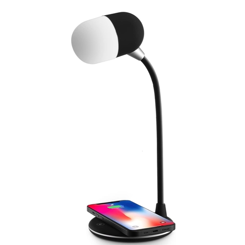 LED Desk Lamp Goose Neck Table Lamp Wireless Charger Bluetooth Speaker Smart Touch Dimmable Eye-Caring Bedside Lamp