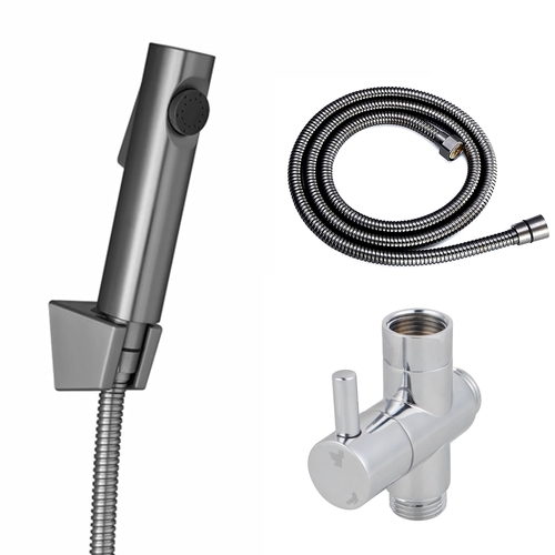 Toilet Bidet Spray Kit Hand Held Shower Head Brushed Nickel with Diverter Tap