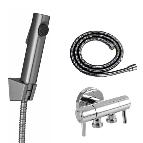Toilet Bidet Spray Kit Hand Held Shower Head Brushed Nickel with Dual Control Double Switch Diverter