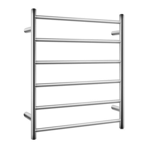 Electric Heated Towel Rack Wall Mounted Towel Rail 6 Bars Round Brushed Nickel Black