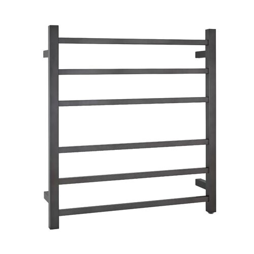 Electric Heated Towel Rack Wall Mounted Towel Rail 6 Bars Square Brushed Gun Metal Grey