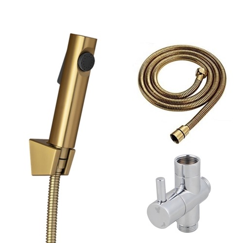 Toilet Bidet Spray Kit Hand Held Shower Head Brushed Yellow Gold with Diverter Tap