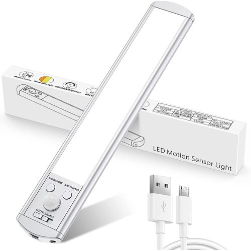 40cm Aluminium 126 LED Under Cabinet Light Motion Sensor Wardrobe Closet Stairs Light Cupboard Lamp Wireless Magnetic Light