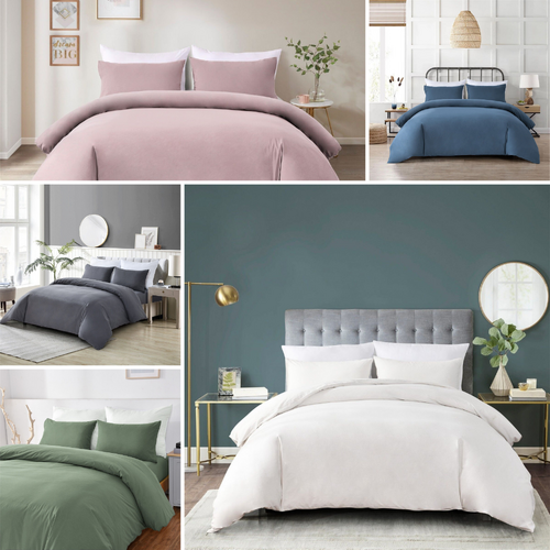 100% Cotton 4pcs Quilt Cover Flat Sheet Pillowcase Single/Double/Queen/SuperKing
