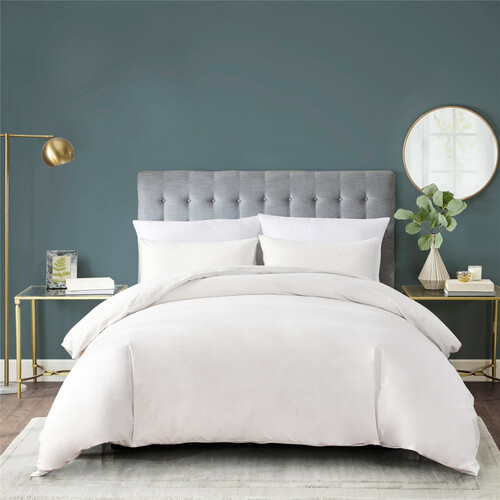 4PCS Quilt/Duvet Cover Flat Sheet Pillowcase Soft Bedding Set 100% Washed-Cloth Cotton White