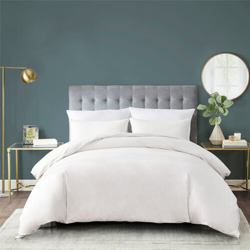 4PCS Quilt/Duvet Cover Flat Sheet Pillowcase Soft Bedding Set 100% Washed-Cloth Cotton White