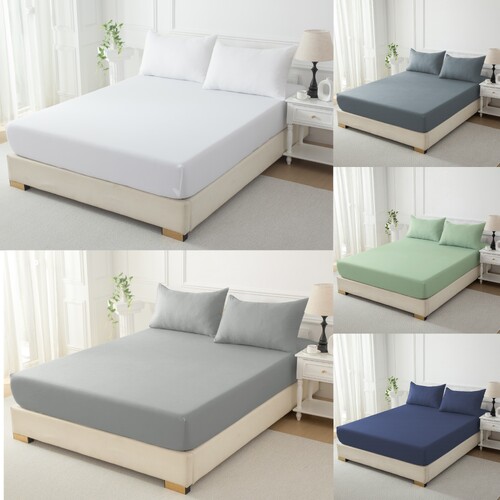 100% Cotton Twill Fitted Sheet Only Deep Pocket Single/King Single/Double/Queen/King/Super King Bed