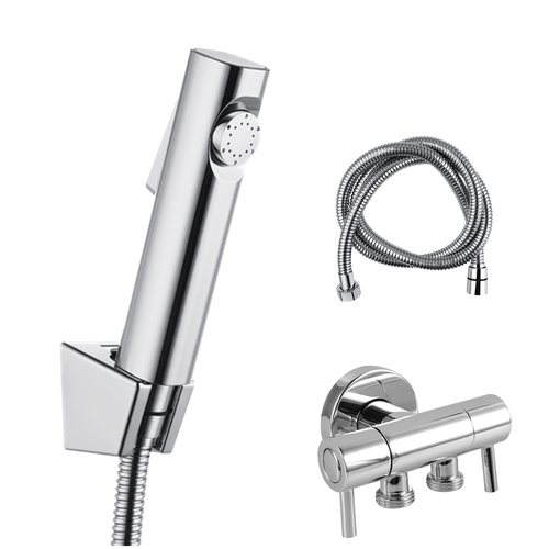 Toilet Bidet Spray Kit Hand Held Shower Head with Dual Control Double Switch Diverter Chrome