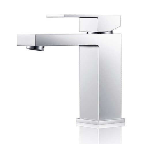 WELS Solid Brass Square Chrome Basin Mixer Tap Bathroom Sink Faucet