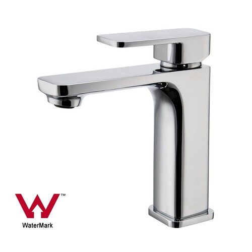 WELS Bathroom Soft Square Solid Brass Chrome Basin Mixer Tap Vanity Tap Sink Faucet
