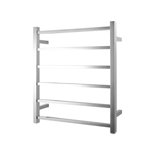 Electric Heated Towel Rack Wall Mounted Towel Rail 6 Bars Square Chrome