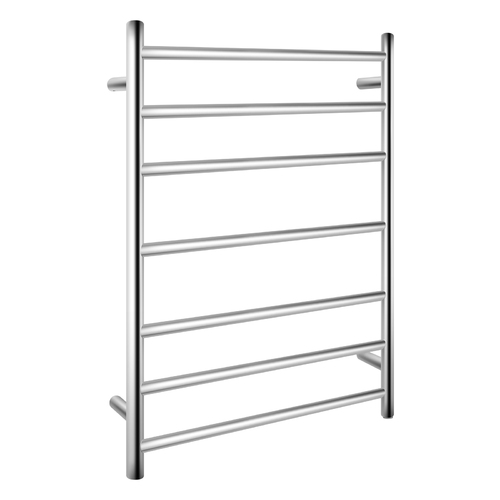 Electric Heated Towel Rack Wall Mounted Towel Rail 7 Bars Round Chrome