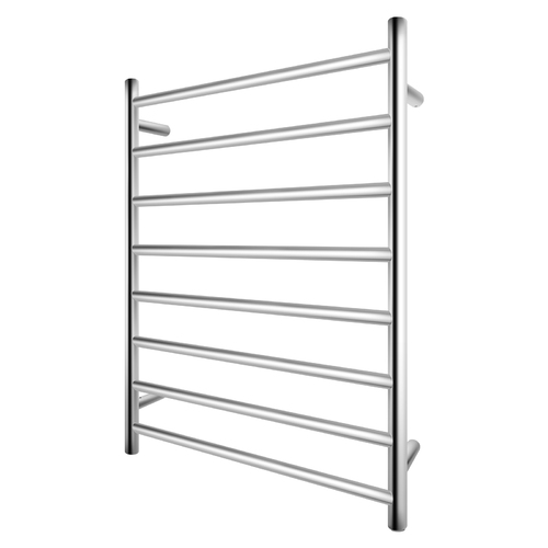 Electric Heated Towel Rack Wall Mounted Towel Rail 8 Bars Round Chrome