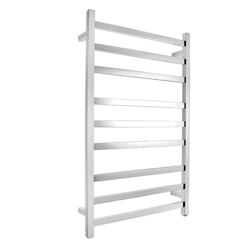 Electric Heated Towel Rack Wall Mounted Towel Rail 9 Bars Square Chrome