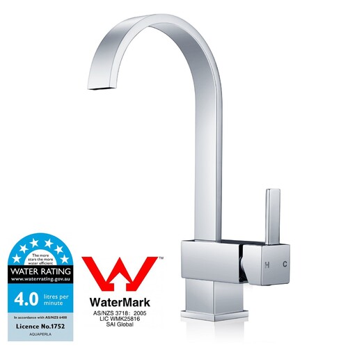 WELS Kitchen Sink Mixer Tap Gooseneck 360?Swivel Bar Sink Faucet Chrome