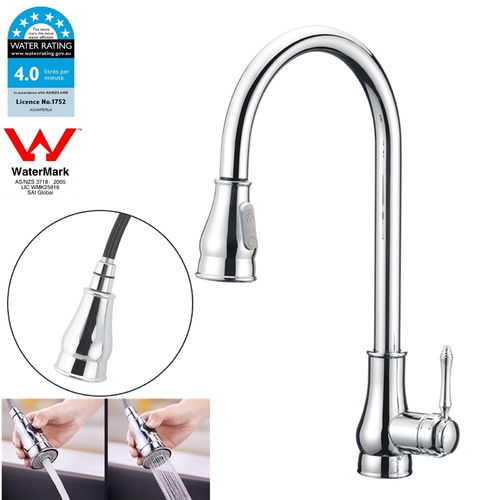 WELS Pull Out Kitchen Sink Mixer Tap 360?Swivel Kitchen Faucet Columnar Water Shower Water Round Chrome