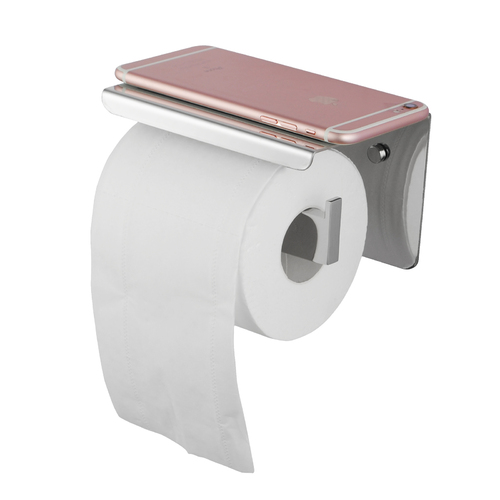 Toilet Paper Holder Bathroom Tissue Roll Holder with Shelf Cover Chrome