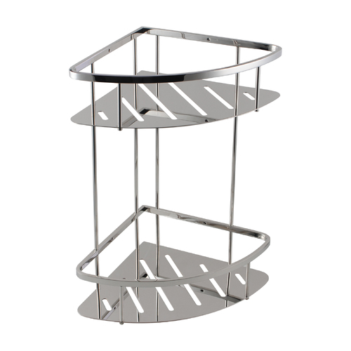 Stainless Steel Shower Corner Caddy Shelf 2 Tier Bath Storage Basket Holder Chrome