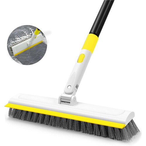 DALIPER Floor Scrub Brush with 127cm Long Handle for Cleaning, 2 in 1 Scrape Scrubber Brush with Squeegee, 180° Rotating Tile Tub Scrub Brushes