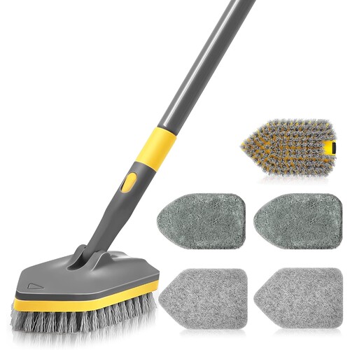 DALIPER Shower Scrubber with Long Handle for Cleaning, 142cm Extendable 3 in 1 Shower Cleaner Brush