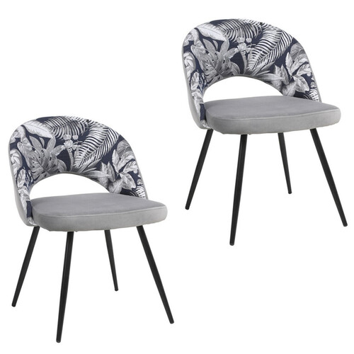 2X Modern Dinner Chair with Powder Coated Metal Frame Velvet Cover for Home Kitchen Cafe Office