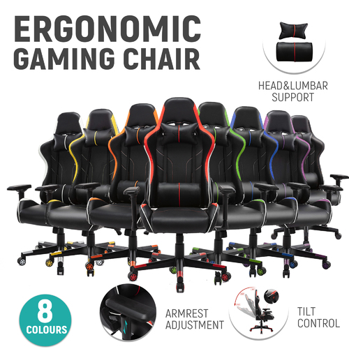 Gaming Chair High Back PU Leather Racing Office Computer Chair Ergonomic Chair with Headrest and Lumbar Support
