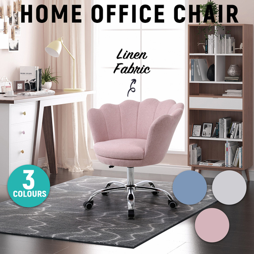 Modern Linen Fabric Home Office Chair Shell Chair Adjustable Swivel Comfy Upholstered  Furniture