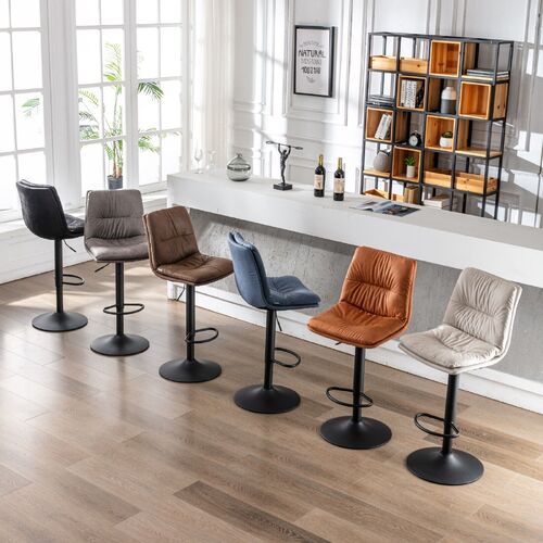 2 X Vintage Bar Stools with Back and Footrest Counter Height Dining Chairs