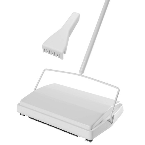 Triple Action Carpet Sweeper Floor Sweeper with Natural Horse Mane for Pet Hair Home Carpet