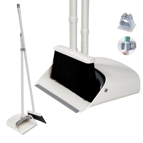 Broom and Dustpan Set, Long Handle Stand Up Store Indoor Outdoor for Home Kitchen with Broom Holder
