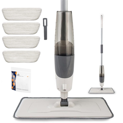 Microfiber Spray Mop Flat Mop Floor Cleaning Mop with One Bottle Floor Cleaner Tablets Orange