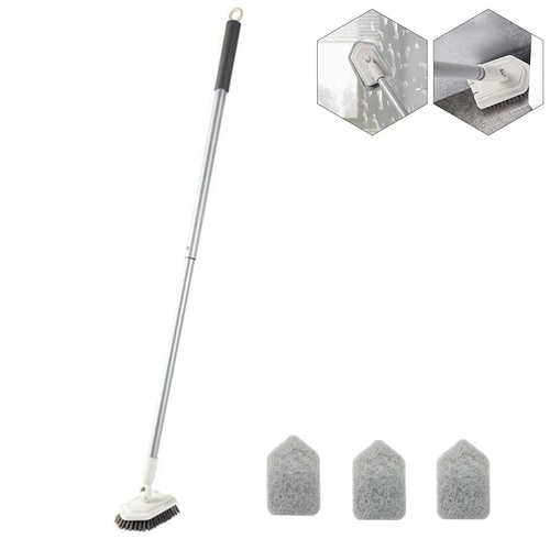 Extendable Tile and Tub Brush Shower Cleaning Brush Stiff with Bristles Scrub Brush Scrubber Head