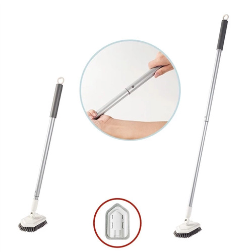 Dolanx Extendable Tile and Tub Brush with Extra Scourer Head