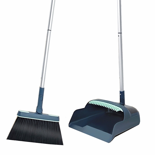 Broom and Dustpan Set Aluminum Long Handle Stand Up for Home Kitchen Office