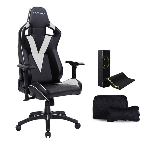 KARNOX Gaming Chair Ergonomic Office Chair PU Leather 4D Armrests Recliner Chair Legend Series White