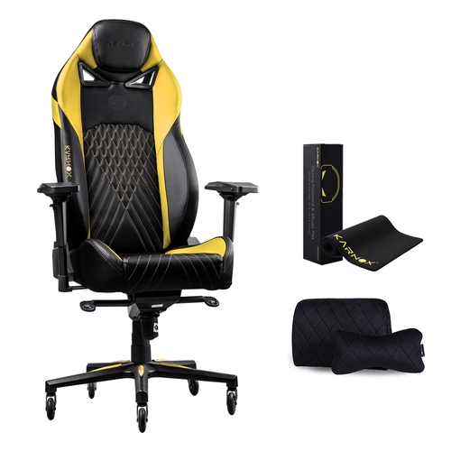 KARNOX Gaming Chair Ergonomic Office Chair PU Leather 4D Armrests Recliner Chair Aluminum Base Gladiator Series Yellow