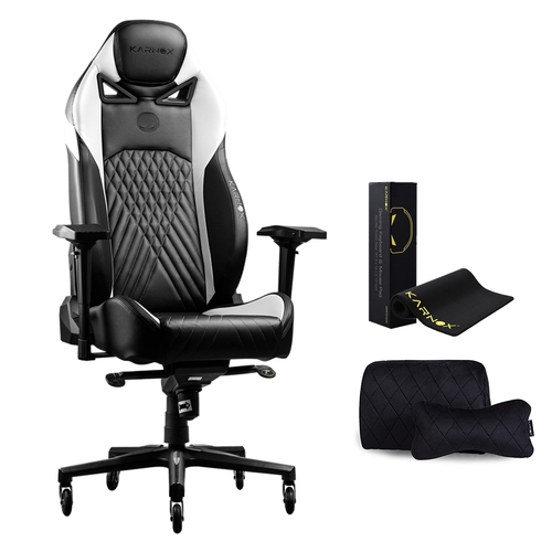 KARNOX Gaming Chair Ergonomic Office Chair PU Leather 4D Armrests Recliner Chair Aluminum Base Gladiator Series White